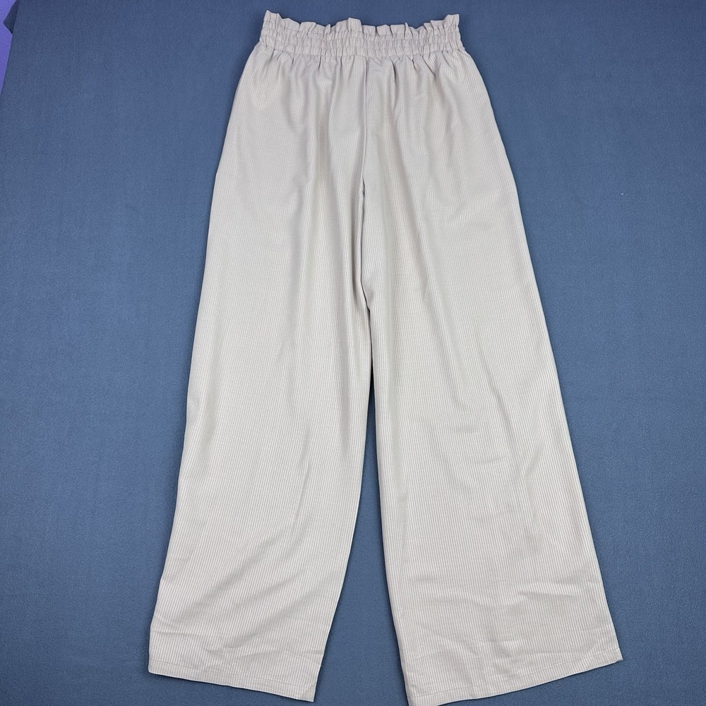 Unbranded Women's Beige Wide Leg Pants M High Rise Tie Waist Pull On - Picture 5 of 7